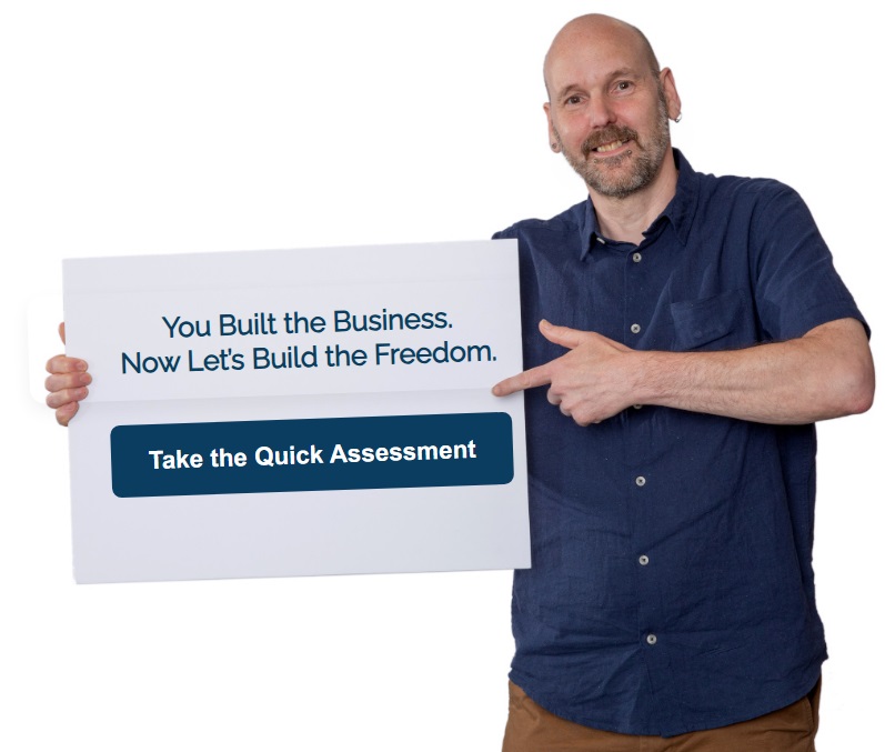 Ian pointing to sign